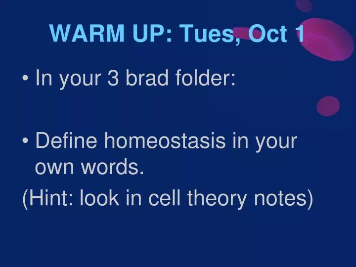 warm up tues oct 1