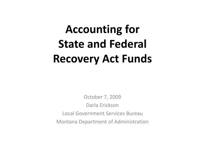 accounting for state and federal recovery act funds