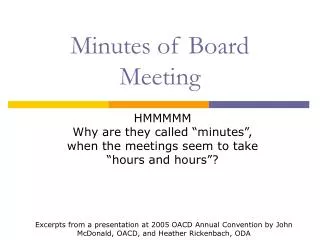 Minutes of Board Meeting