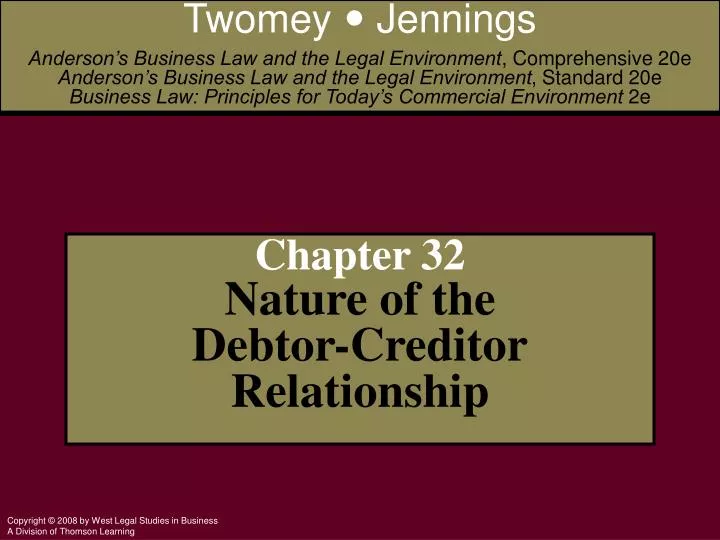 chapter 32 nature of the debtor creditor relationship