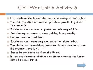 Civil War Unit 6 Activity 6