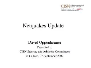 Netquakes Update