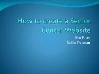 How to create a Senior Center Website