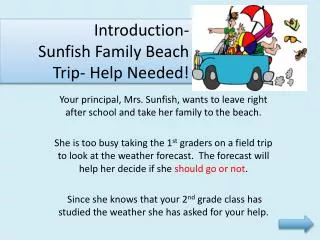 Introduction- Sunfish Family Beach Trip- Help Needed!