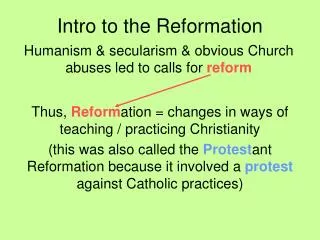 Intro to the Reformation