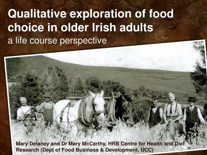 qualitative exploration of food choice in older irish adults