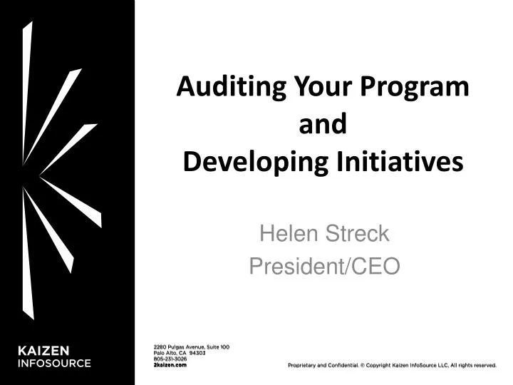 auditing your program and developing initiatives