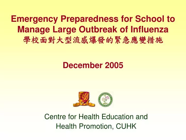 emergency preparedness for school to manage large outbreak of influenza