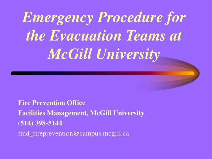 emergency procedure for the evacuation teams at mcgill university