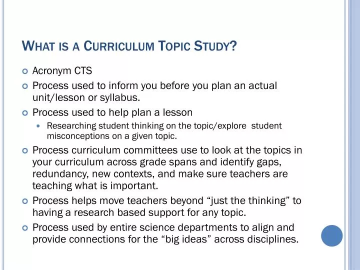 what is a curriculum topic study