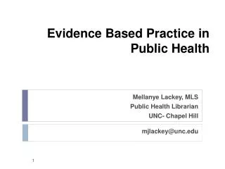 Evidence Based Practice in Public Health