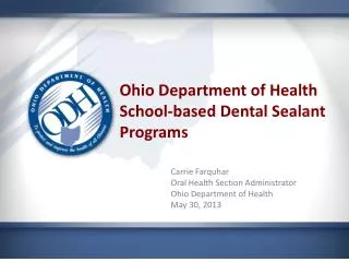 Ohio Department of Health School-based Dental Sealant Programs