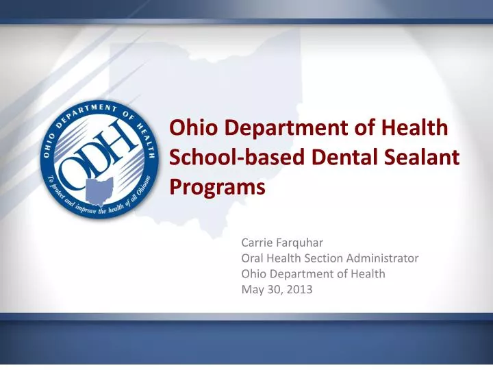 ohio department of health school based dental sealant programs