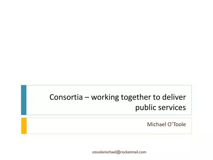 consortia working together to deliver public services
