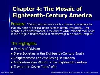 Chapter 4: The Mosaic of Eighteenth-Century America