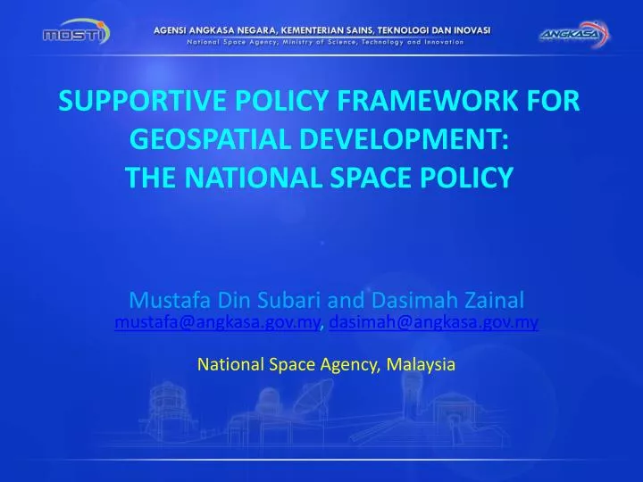 supportive policy framework for geospatial development the national space policy