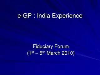 e-GP : India Experience