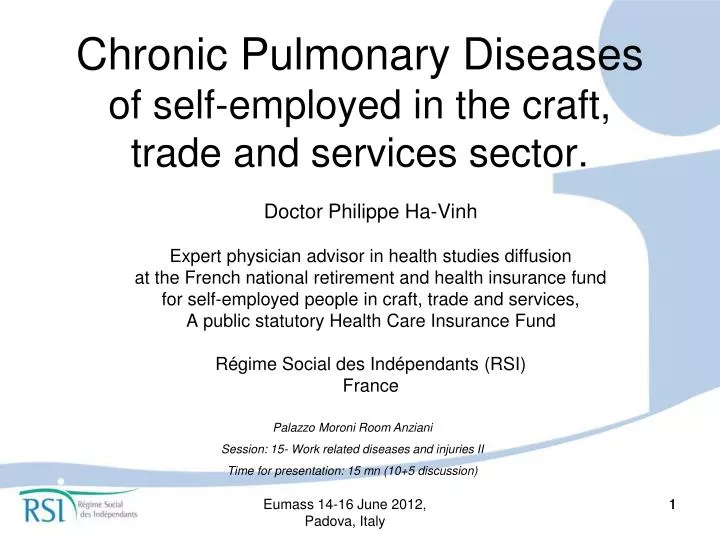 chronic pulmonary diseases of self employed in the craft trade and services sector