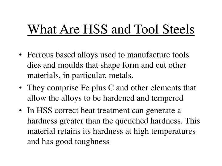what are hss and tool steels