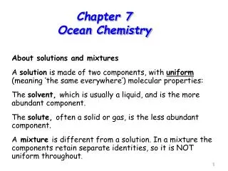 Chapter 7 Ocean Chemistry