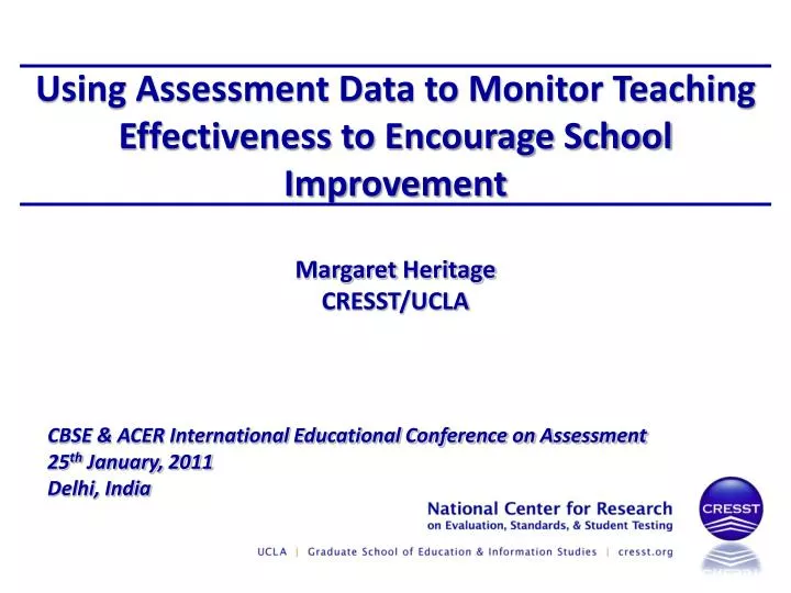 using assessment data to monitor teaching effectiveness to encourage school improvement