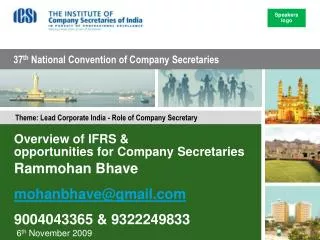 Overview of IFRS &amp; opportunities for Company Secretaries