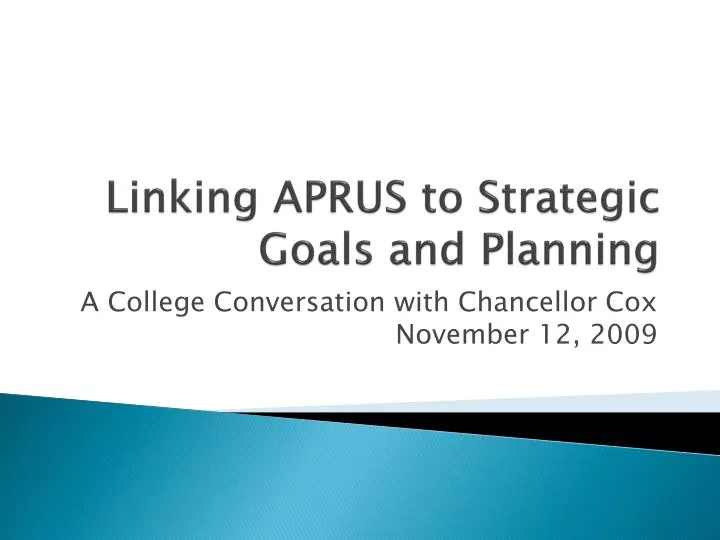 linking aprus to strategic goals and planning