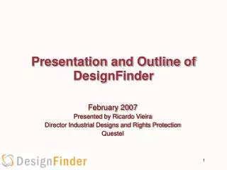 Presentation and Outline of DesignFinder