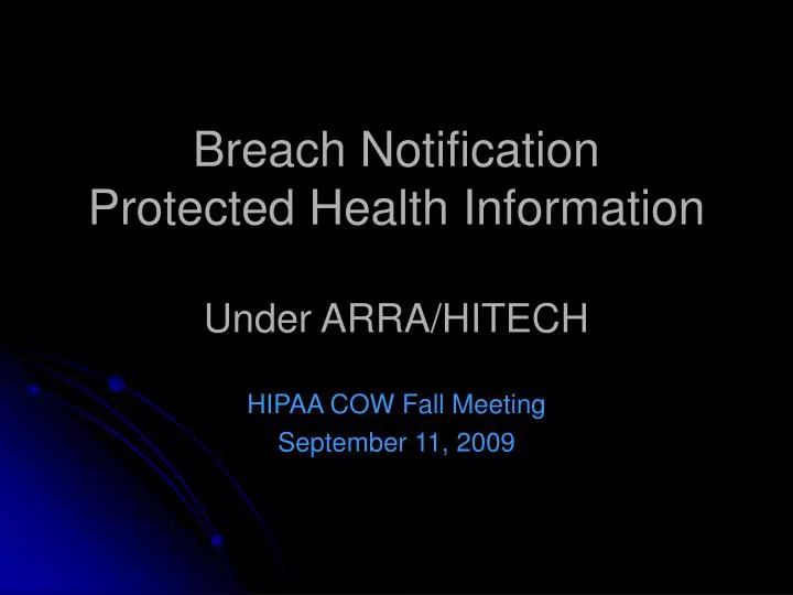 breach notification protected health information under arra hitech