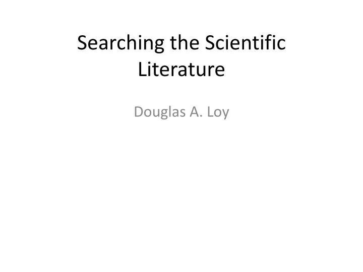 searching the scientific literature