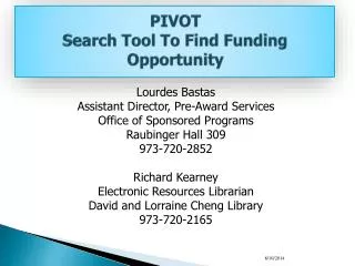 PIVOT Search Tool To Find Funding Opportunity
