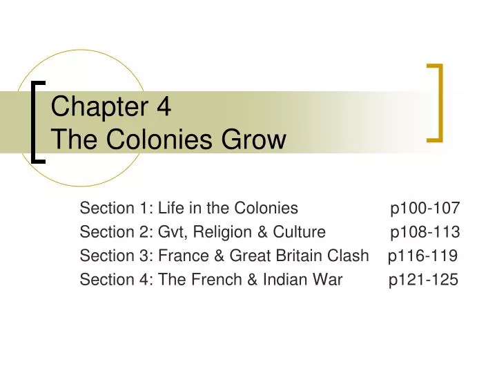 chapter 4 the colonies grow