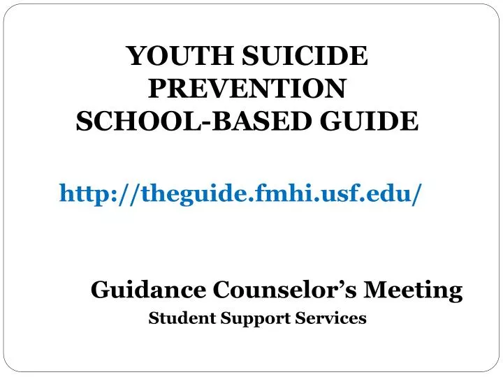 youth suicide prevention school based guide