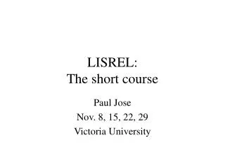 lisrel the short course