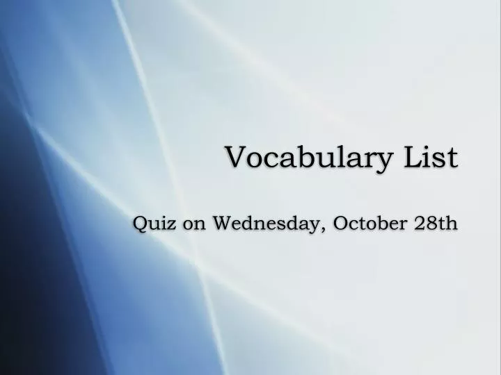 vocabulary list