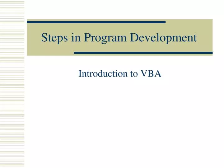 steps in program development