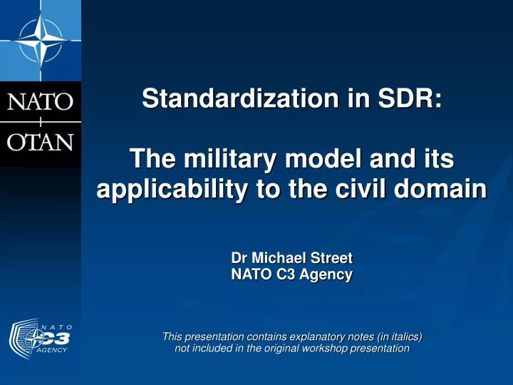 standardization in sdr the military model and its applicability to the civil domain