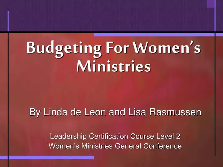 budgeting for women s ministries