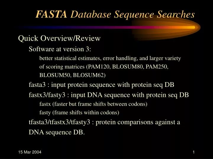 fasta database sequence searches