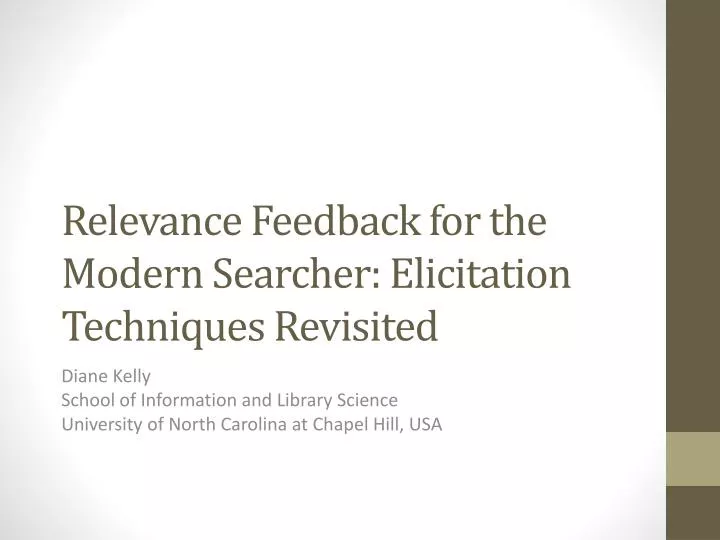 relevance feedback for the modern searcher elicitation techniques revisited