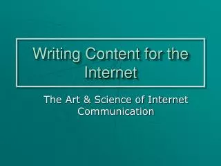 Writing Content for the Internet