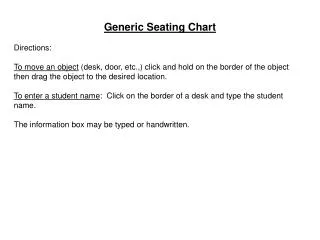 Generic Seating Chart Directions: