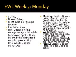 EWL Week 3: Monday