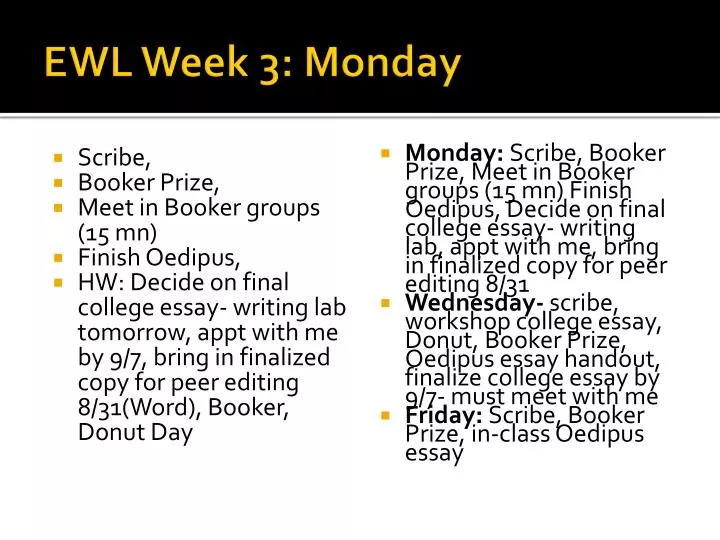 ewl week 3 monday