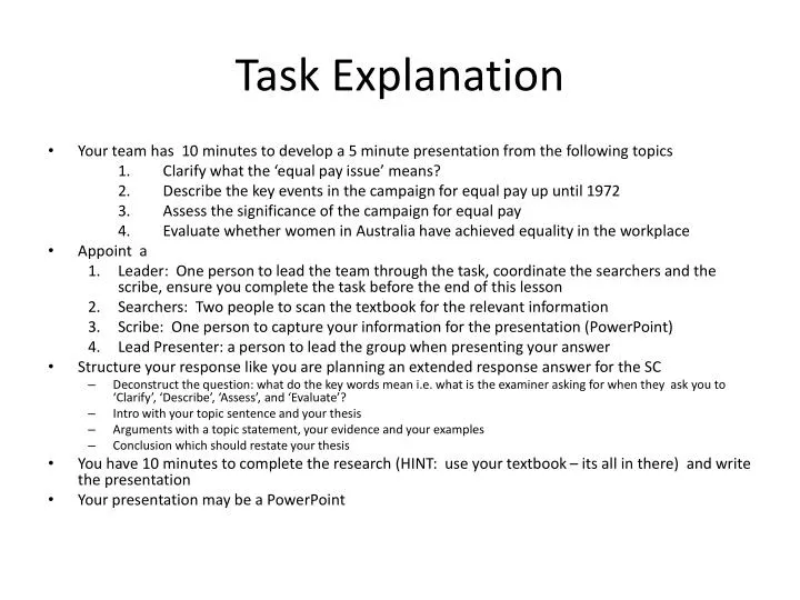 task explanation