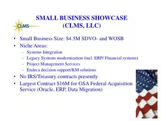 SMALL BUSINESS SHOWCASE (CLMS, LLC)