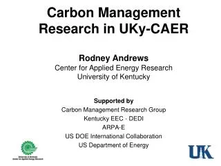 Carbon Management Research in UKy -CAER