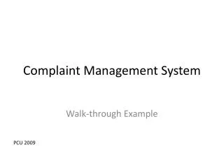 Complaint Management System