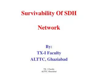 Survivability Of SDH Network