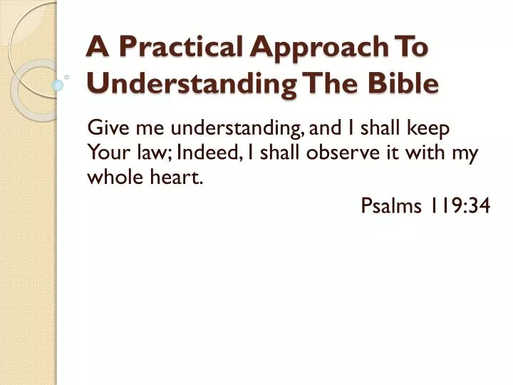 a practical approach to understanding the bible
